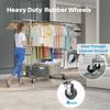 Double Rods Clothes Rack Rolling Clothing Rack for Hanging Clothes Portable Wardrobe Garment Coat Rack for Bedroom Laundry Room