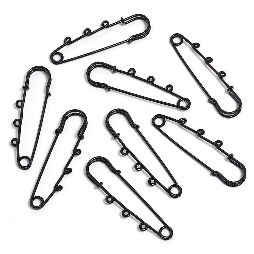 6pcs Safety Pins Brooch Blank Base Brooch Pins With 3 Loops Colorful Metal Pin DIY Brooch Charms For Jewelry Making Accessories