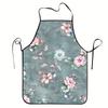 1pc Gray Floral Print Sleeveless Polyester Apron for Home Kitchen Baking, Durable, Comfortable, Fun, and Practical Chef Cooking Apron, Suitable for Ba