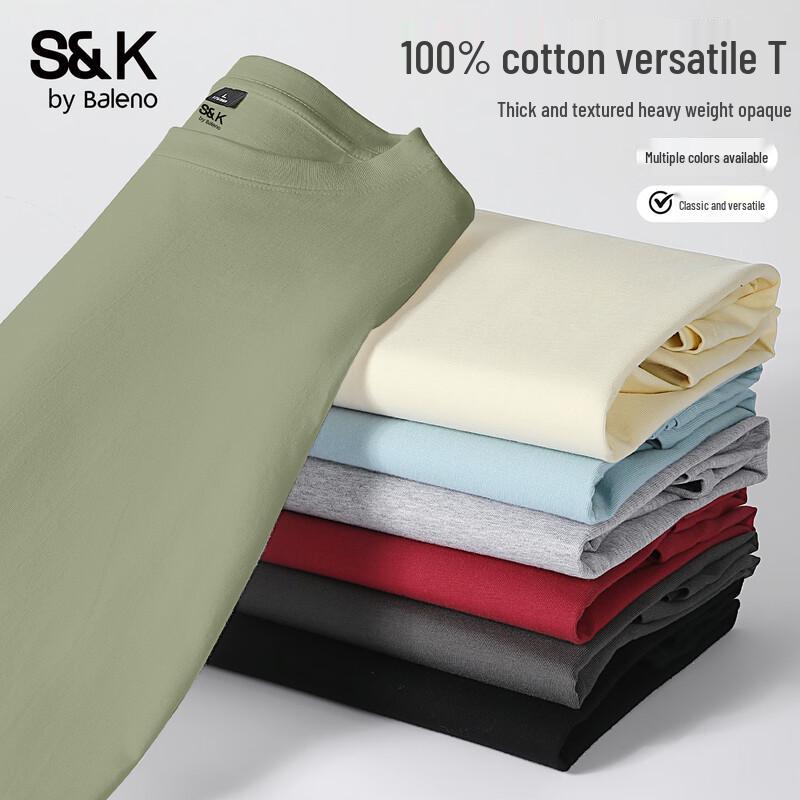 Baleno Men's S&K Series 220G Pure Cotton Round Neck Long Sleeve T-Shirt