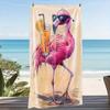 Coole Flamingo-Sonnenbrille Cocktail Strandtuch Großes Weiches Saugfähiges Handtuch Lustiger Kunstdruck Vintage Handtuch für Sommer Strand