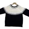 Womens Oversized Crewneck Knit Sweater With Colorblock Cable Jacquard Fall Winter Loose Fit