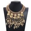 Vintage Skull Tassel Pendant Necklace Women Men Short Chain Zinc Alloy Box Link Choker Gold Gunmetal