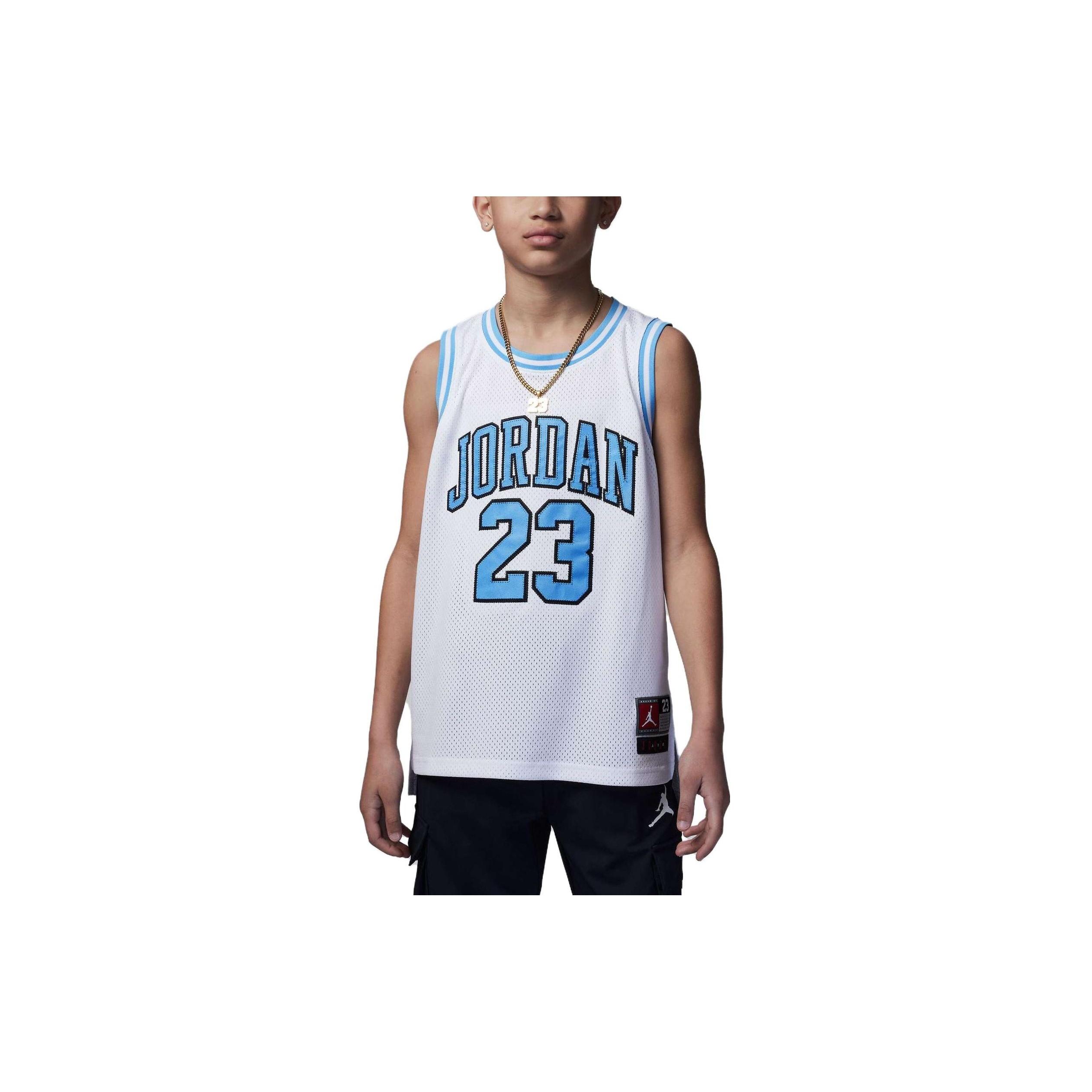(GS) Air Jordan 23 Basketball Jersey  White University Blue  Kids  DX8461-101 XL