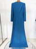 Elegant 2026 European & American Fashion Gown with Slit Sleeves & Beaded Rhinestone Details