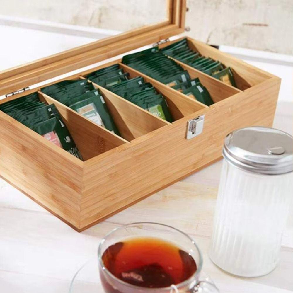 5/9 Grids Jewelry Organizer Wooden Tea Box Holder Tea Bag Storage Boxes  Kitchen Bar