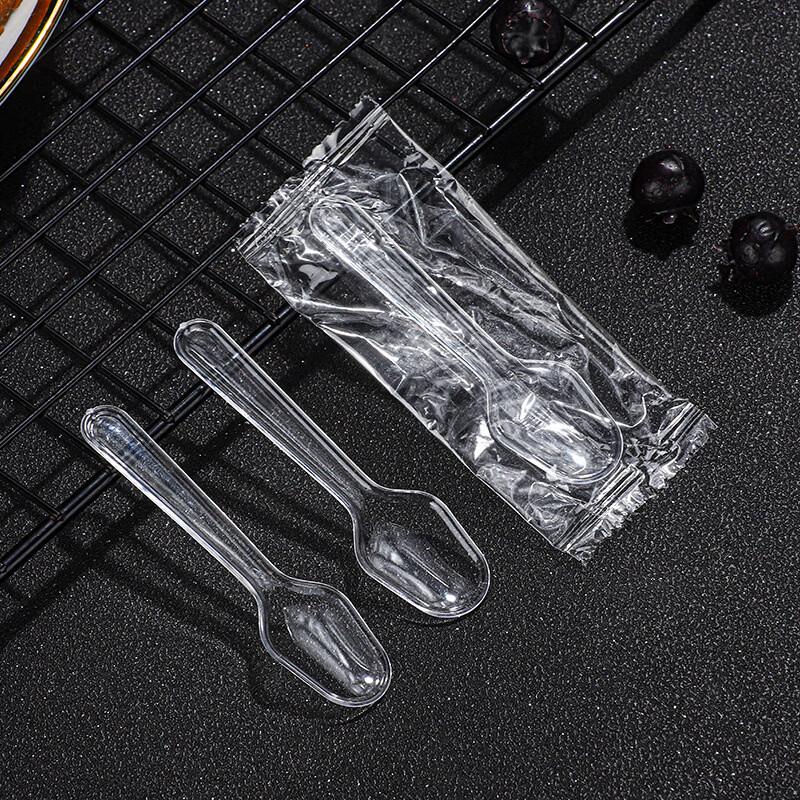 YANGGE 7.5cm Disposable Transparent Plastic Tasting Spoons