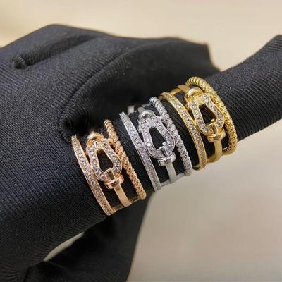 Hollow Horseshoe Full Diamond Ring Female Ring 18k Rose Gold Ring