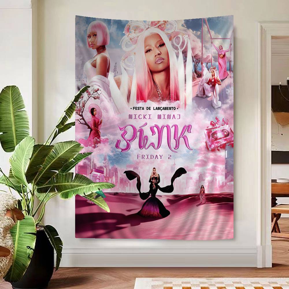 Popular Rapper Singer Nnicki Minaj Tapestry Art Printing Japanese Wall Tapestry Anime Wall Hanging Home Decor 74x94cm(29x37in)