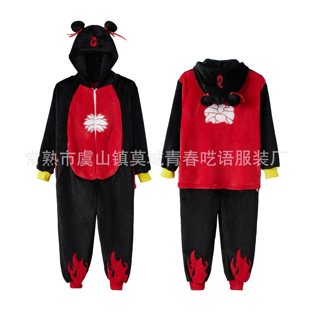 Strawberry Bear Star Burning Man Cartoon One-Piece Pajamas Melody Flannel Men'S And Women'S Loungewear