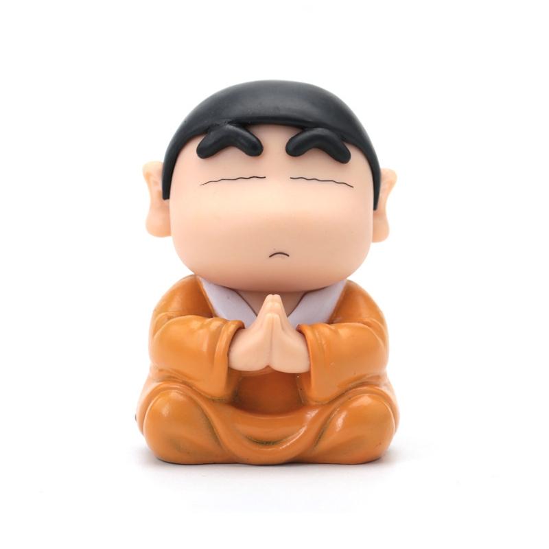 8cm Crayon Shin Chan Cos Buddha Good Luck Compassion Action Figure Funny Kawaii Doll PVC Model Toys Collection Children Gifts