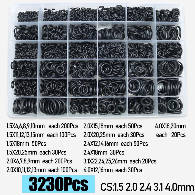CS1.0-4.0mm Rubber O Ring High Quality Sealing Washer Balck NBR O-ring Plumbing Gasket Car Air Condition Oil Resistant Oring Kit