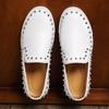 Trend New Men's Charm White Punk Rivet Leather Leisure Shoes Male Rock Thick Bottom Slip On Loafter Zapatos Hombre