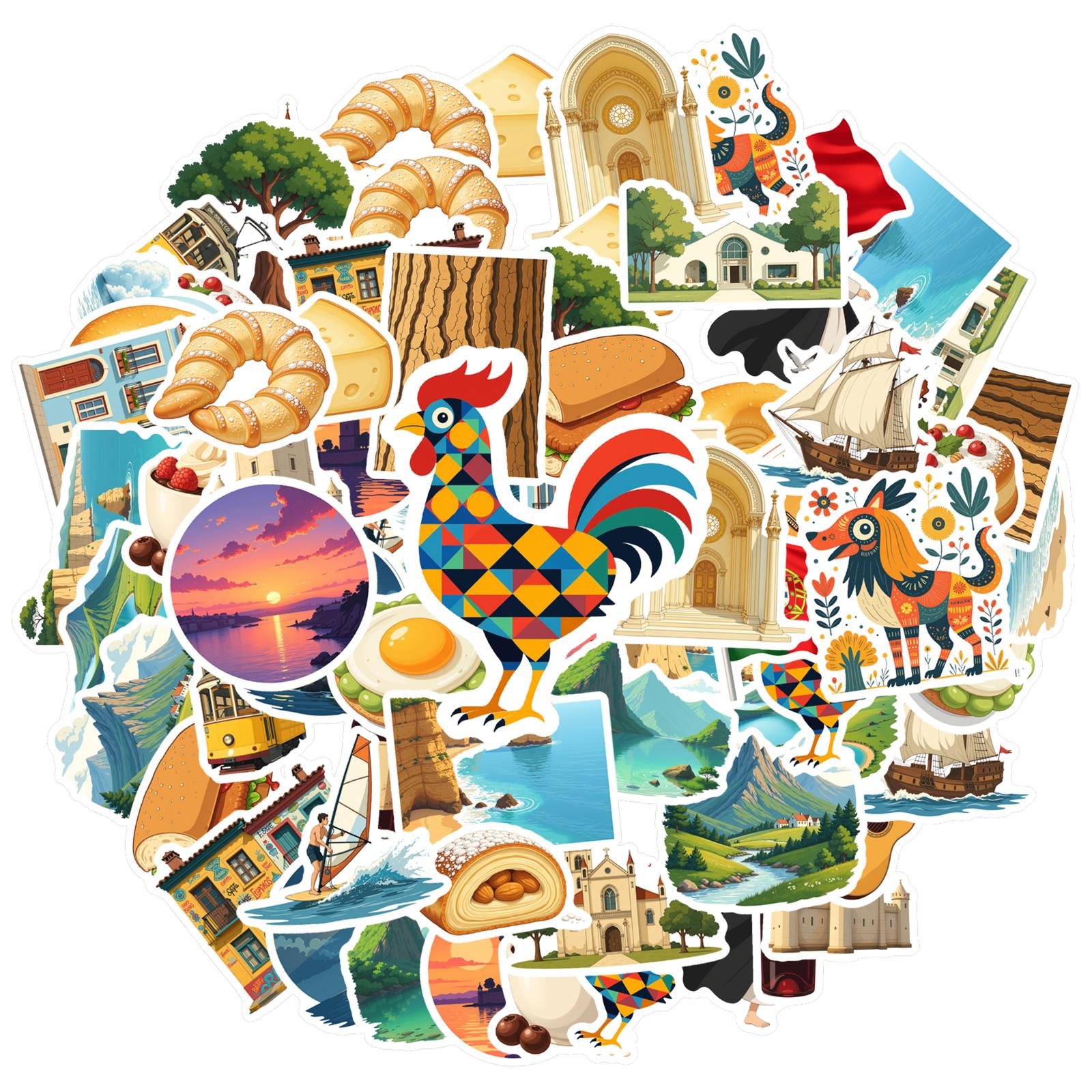 35-100pcs Portugal Landmark Stickers Travel landmarks Cultural Scrapbook Stationery Sticker For Luggage Suitcase Graffiti Decals