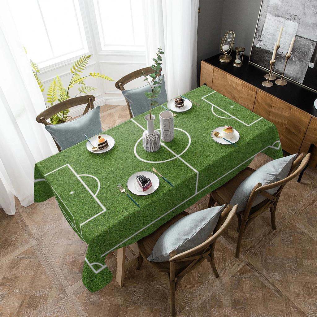 Soccer Themed Waterproof Rectangular Tablecloth for Kitchen Party Wedding Decorative Table Cover