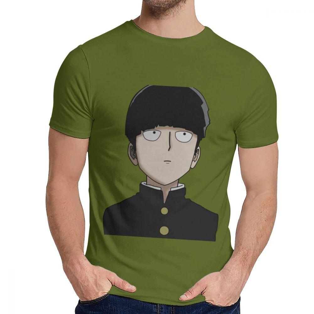 Herren T-Shirt Shigeo Kageyama Mob Psycho 100 Reine Baumwolle Oberteil Design Rundhals Harajuku Streetwear