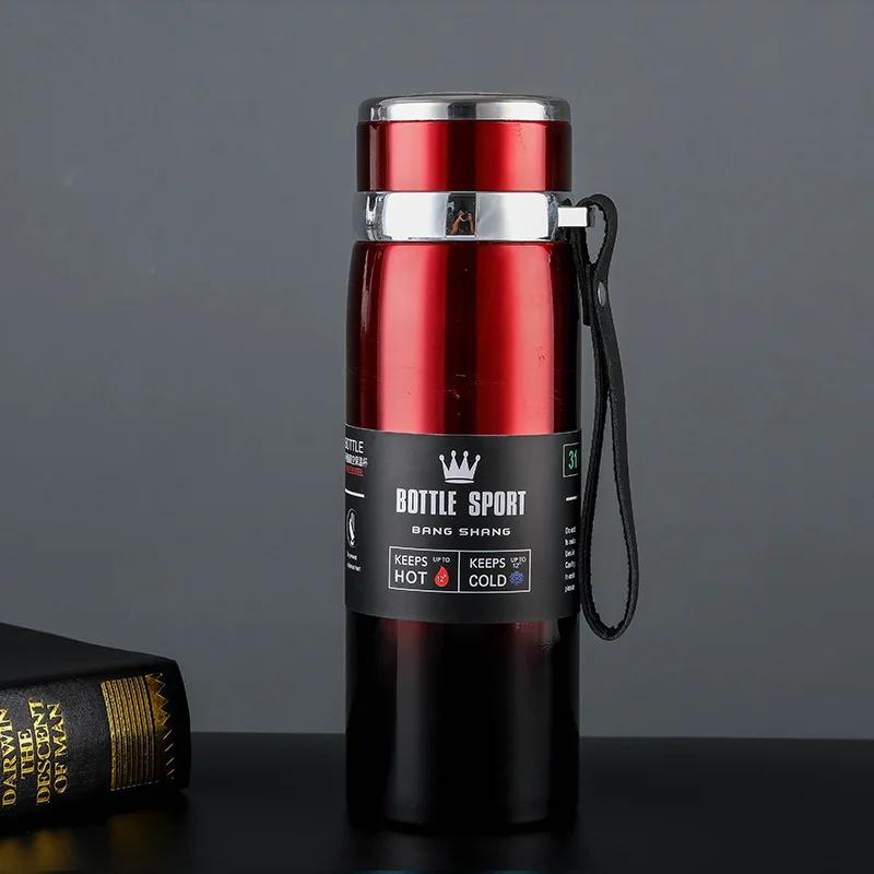 1000ml Thermal Water Bottle with Handle Vacuum Double Sports Bottle for Water Tea Coffee Insulation Cup Large Capacity Portable