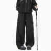 Men Women Casual Cargo Pants With Large 3D Pockets Elastic Waist Loose Fit Streetwear Trousers Outdoor Daily Wear