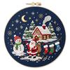 Christmas Embroidery Craft Set DIY 30x30cm Cotton Printed Fabric with 20cm Hoop Thread Needle Beginner Kit
