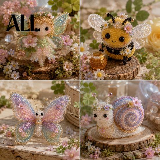 Kit Animale con Perline 3D 1 Set Kit Fai da Te, Artigianato Artistico con Perline con Istruzioni, Insetto Uccello Fata Fatto a Mano per Bambini Adulti Principianti Perline Decorative