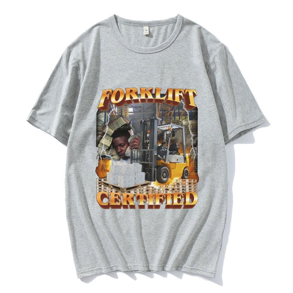 Funny Forklift Certified Operator Grafické tričko Pánská móda Vintage Trička s krátkým rukávem Bavlna Neformální Trička nadměrné velikosti