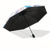 Stitching Princess Elsa Automatic Opening and Closing Umbrella, Lightweight 3-Fold, With Cute Cartoon Characters, Suitable for Home, Outdoor