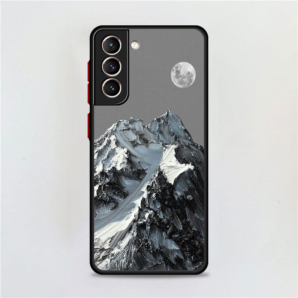 Aesthetic Snow Mountain Matte Case For Samsung Galaxy S22 S20 S21 FE S10 S9 Plus S8 Capa Note 20 Ultra 10 Lite Phone Fundas