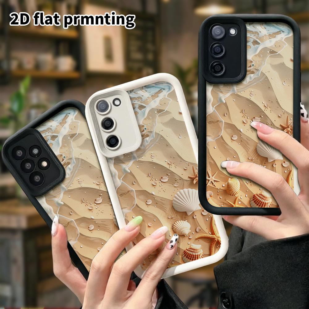 Phone Case: 2D Flat Samsung Galaxy A34 A35 M05 M06 S20 S22 S21 FE Plus 5G Layered Protective Case, Ocean Wave Shell, Christmas and Halloween Gift