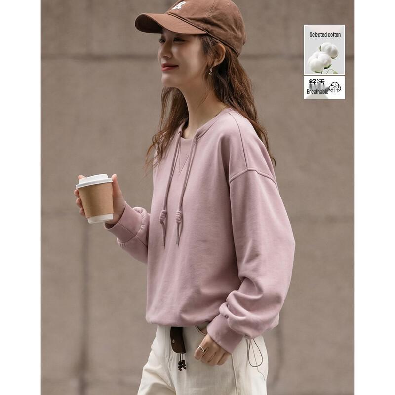 Demana Women's Cloud Cotton Round Neck Drawstring Sweatshirt