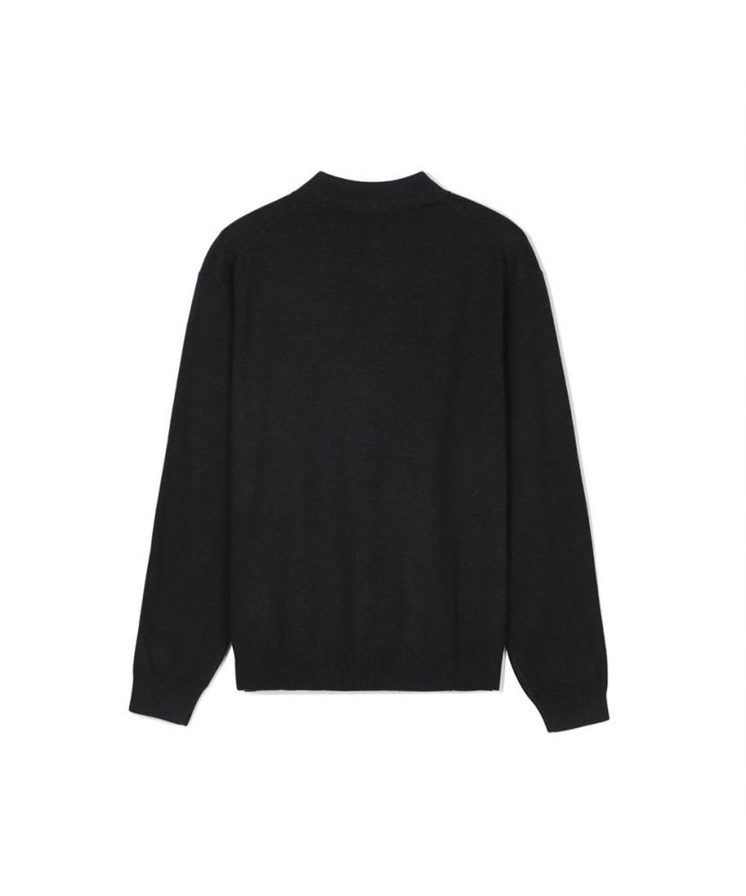 NOTIG Poly-Blend Thierry Long Sleeve Sweater Charcoal Gray_Okw2Swtl201Cg