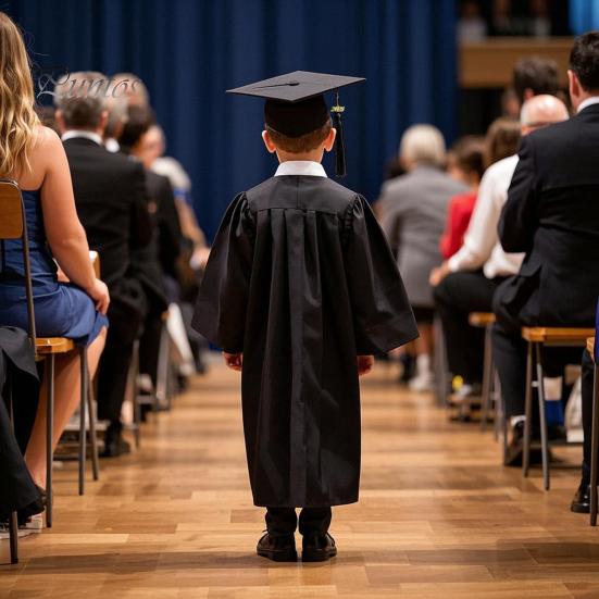 Children Kindergarten Graduation Uniform with Hat And Tassel V Neck Knee Length Long Sleeve Zipper Closure Elementary Graduation Robe Kids Graduation