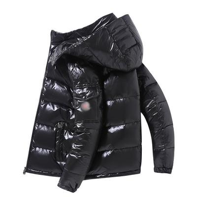 Vestes d'hiver bouffantes pour hommes, vêtements rembourrés à bulles, chapeau détachable brillant, chaud, imperméable, sans lavage, manteaux en duvet pour hommes