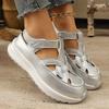 2025 High Quality Ladies Shoes Buckle Strap Women's Sandals New Closed Toe Office and Career Summer Solid Wedge Sandals Zapatos