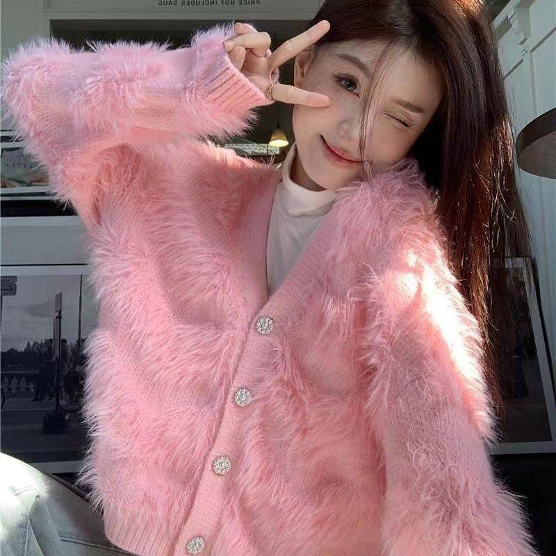 Cardigan Sweater Female Top Super Fairy Tassel Mink Fleece Women Loose Sweetheart Fur Fashion Foreign Long Sleeve Female Coat
