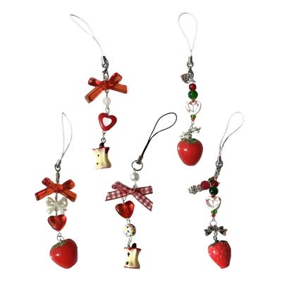 Cute Core Beaded Keychain Lanyard Ornament Stylish Decoration for Bag and Key