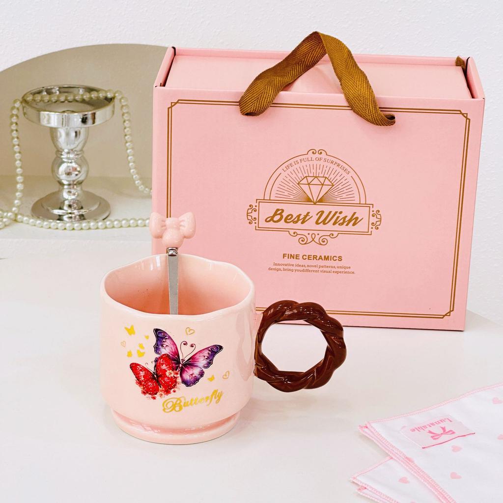 Papa Ente mit Deckel Tasse Niedliche Keramiktasse Paar Hoch aussehendes Mädchen Herz Geschenk Mädchen Wasserbecher