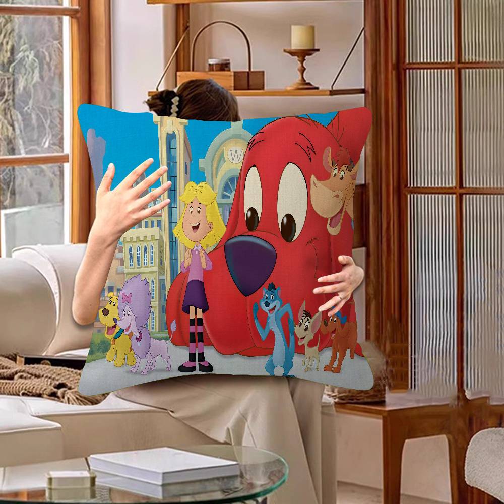 Cartoon Clifford The Big Red Dog Lucky Dragon Pillow Cover Sofa Cushion Cover Home Room Decoration Children Gift