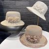 Sweet flower straw hat children summer seaside vacation sunscreen sunshade beach hat show face small versatile pot hat
