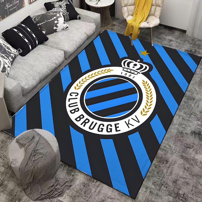 "Club Brugge KV Logo Black Blue Striped Pattern Carpet Rug Design" Suitable for Use As an Anti-slip for Living Room Bedroom Sofas