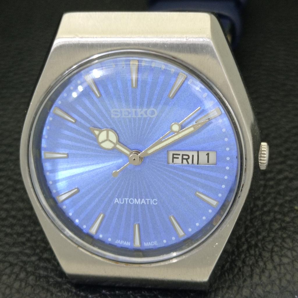 VINTAGE SEIKO AUTOMATIC 6309A JAPAN MENS BLUE COLOR DIAL WATCH A701502-5 R206b-a701502