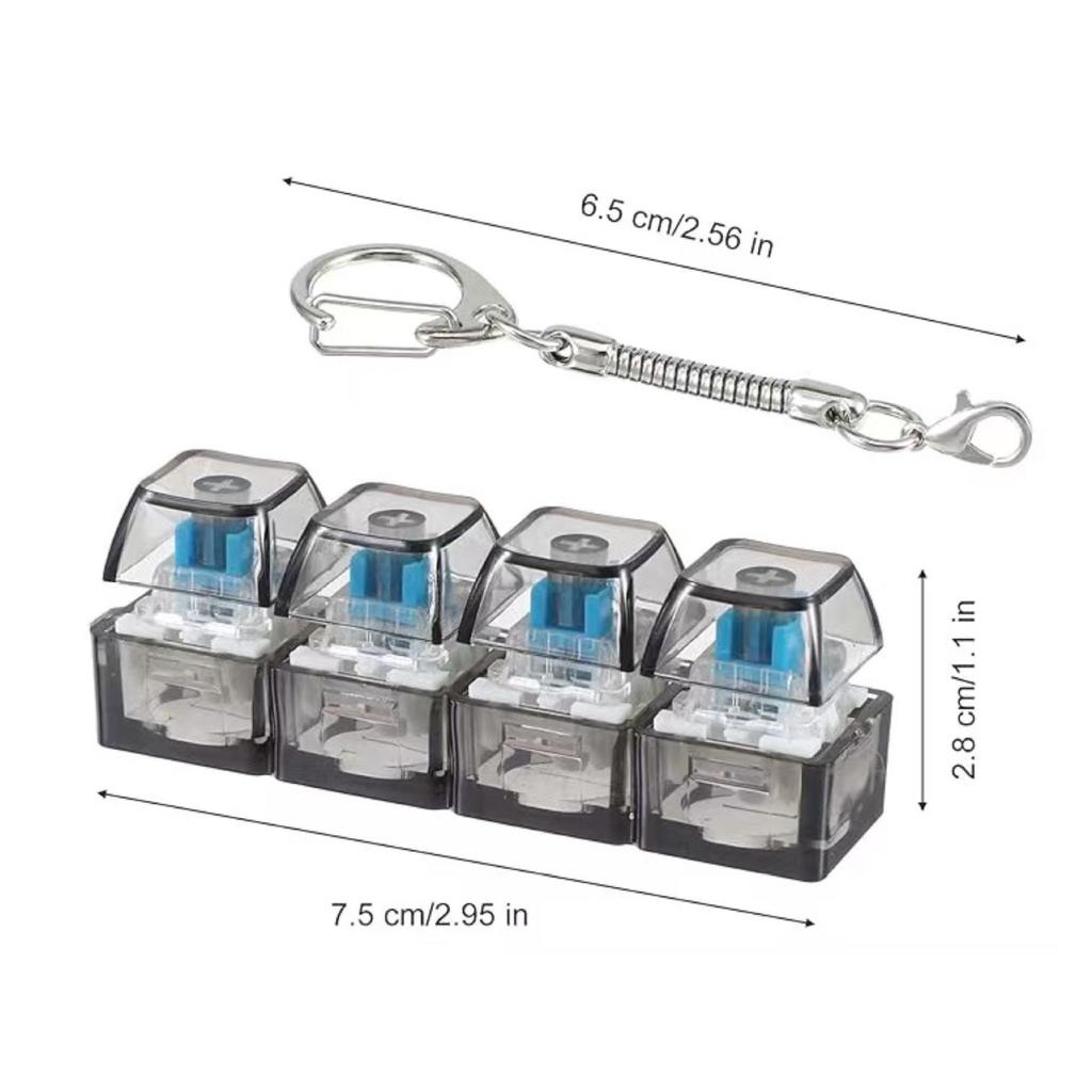 Cross-border 4-key Mechanical Keyboard Decompression Fidget Keychain Toy Tester