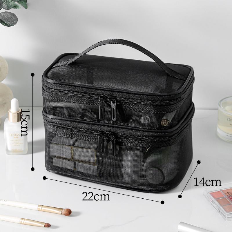 Large Capacity Travel Mesh Cosmetic and Toiletry Bag with Dual Layers