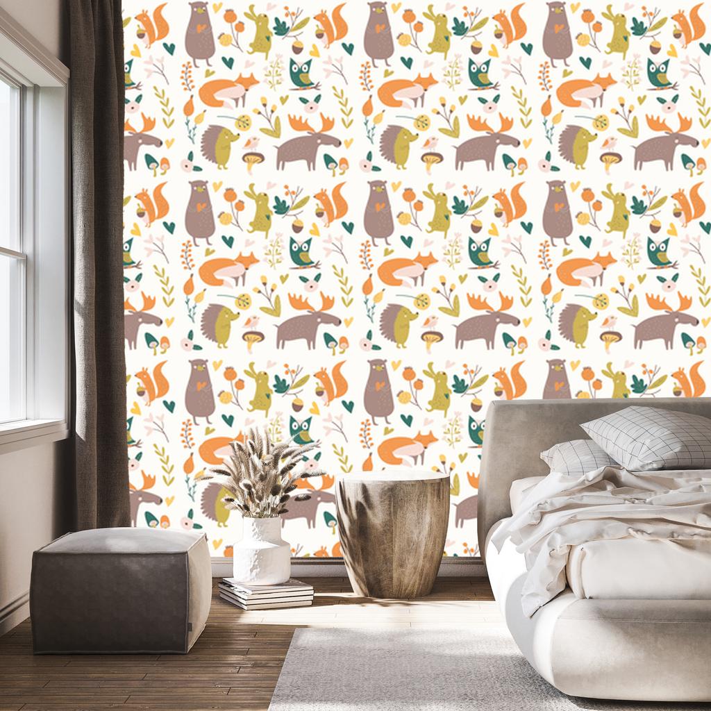 Happy Animals Forest Wallpaper for Living Room and Bedroom 50x1000