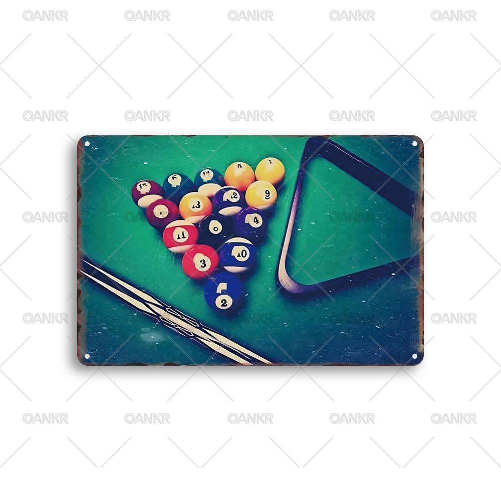 

Funny Billiards Club Decor Metal Tin Sign Billiard Balls Metal Signs for Man Cave Billiards Club Home Art Wall Decor Plaque 20x30cm（7.8x11.8inch）