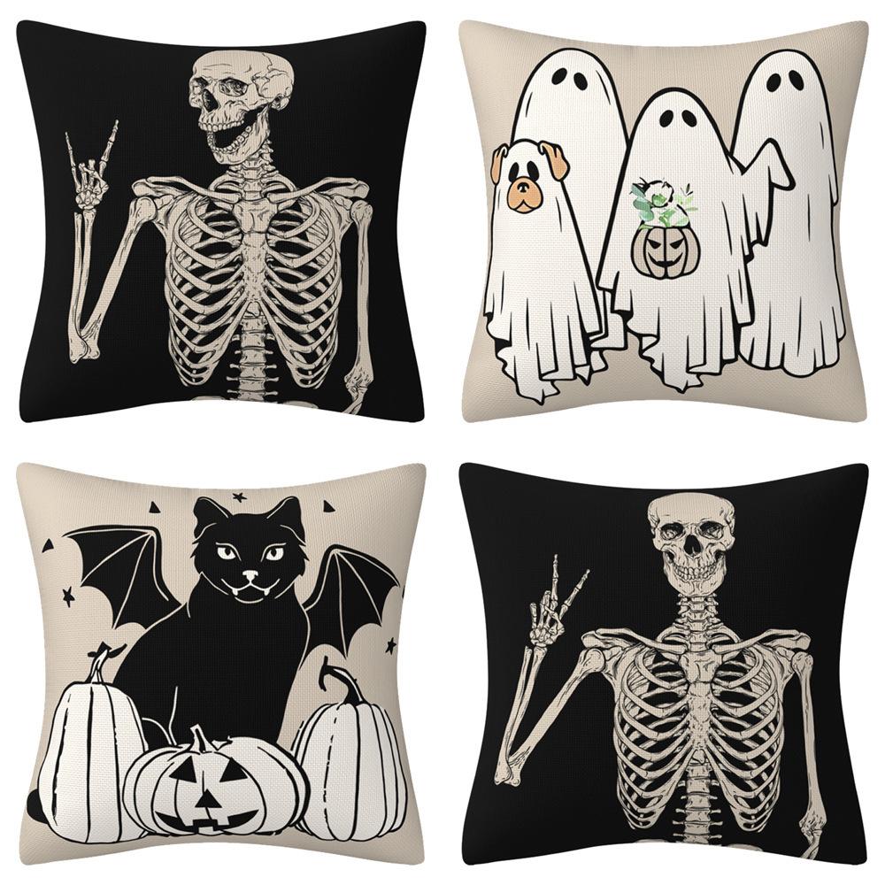 New Halloween Day of The Dead Pillowcase Skeleton Smiling Home Sofa Pillowcase