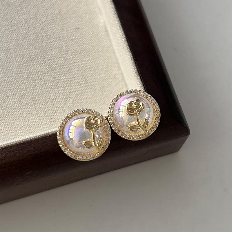 Colorful Zircon Drip Glaze Hoop Earrings: Chic Light Luxury Style for Fashion-Forward Women