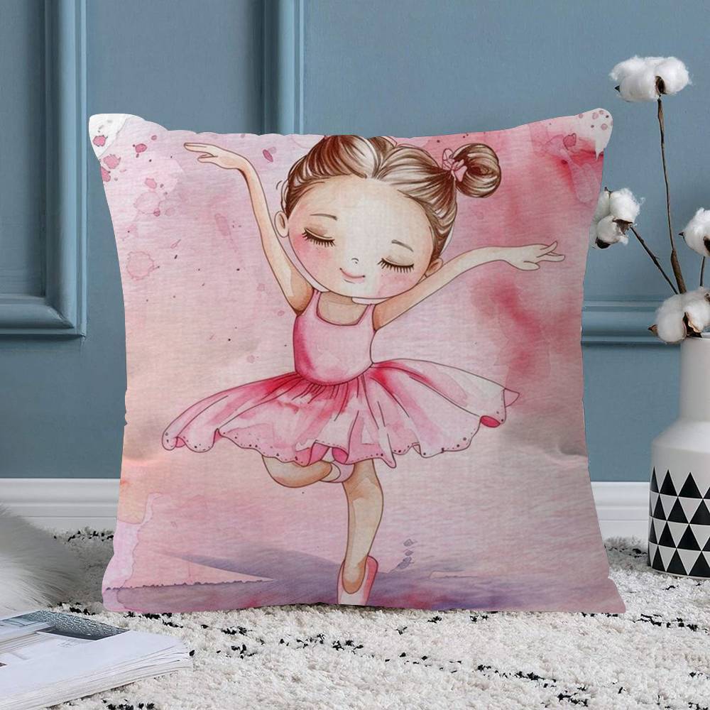 Pink Ballerina Girl Butterfly Pillow Gift Home Office Decoration Bedroom Sofa Car Cushion Cover Case X