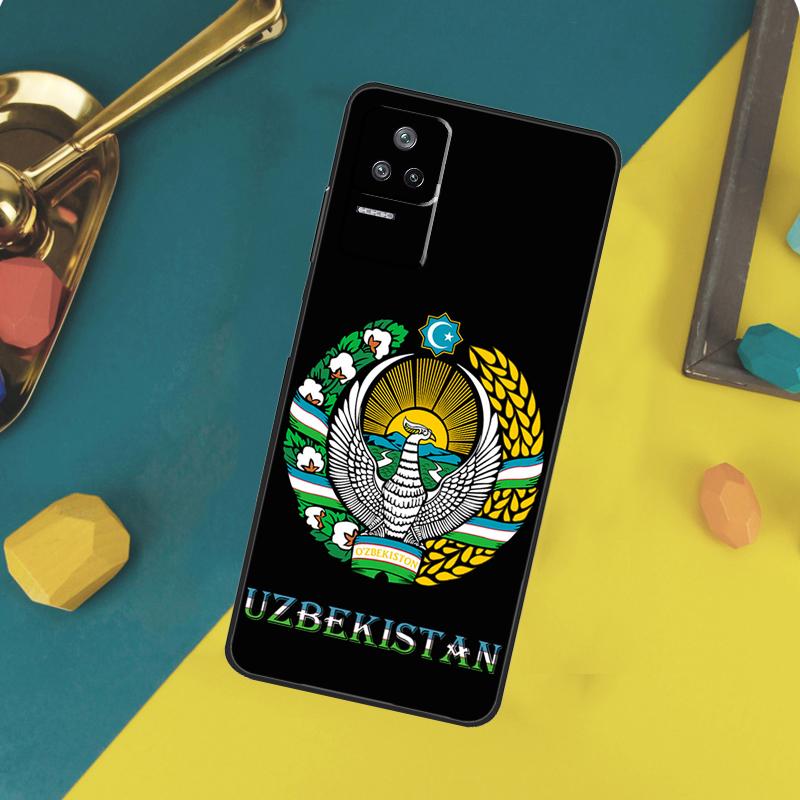 Uzbekistan Flag Coat Of Arms Case For Xiaomi 13T 11T 12T 14T Pro 13 14 15 Ultra POCO X7 Pro X3 X5 X6 F5 F6 M6 Pro Funda