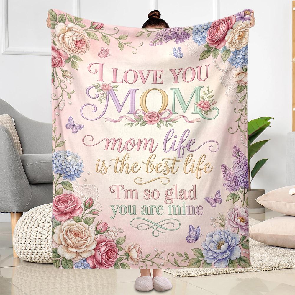 Mother's Day Blanket Soft & Cozy Suitable for Couch Sofa Chair Four Seasons Universal Playful Design Ideal Gift For Birthday Valentine'S Day