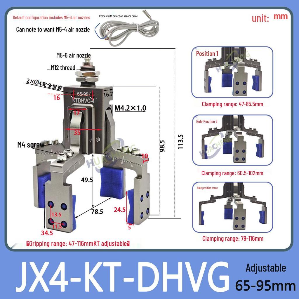 Robotic Arm with Four-Jaw Detection Gripper, Strong Mini Pneumatic Clamp Mini-DHVG Series